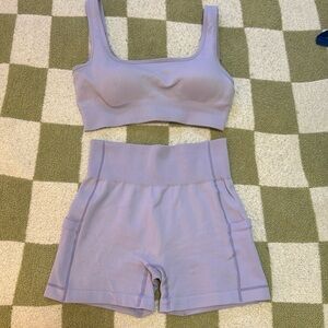 Small Purple ribbed activewear set QQQ
